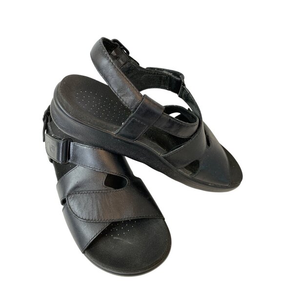 SAS Womens Huggy Black Leather Adjustable Comfort Sandals Size 8N M10094 - Picture 2 of 15